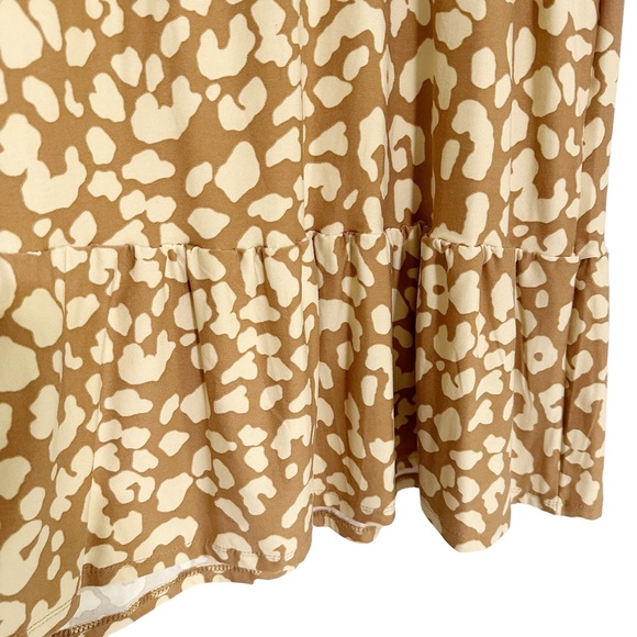 PLANET GOLD Tan Leopard Dress Short Sleeves Slip On Ruffled Tail Size 1X - Picture 4 of 8